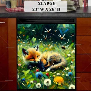 Preview of Baby Fox in the Meadow magnet in Extra Large size.