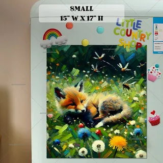 Preview of Baby Fox in the Meadow magnet in Small size.