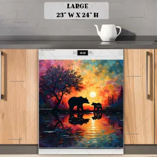 Preview of Mom and Baby Bear in the Sunset magnet in Large size.