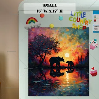 Preview of Mom and Baby Bear in the Sunset magnet in Small size.