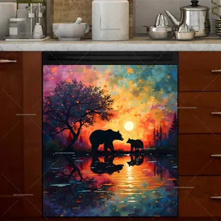 Preview of Mom and Baby Bear in the Sunset magnet.