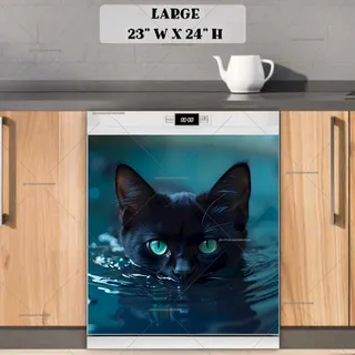 Preview of Black Cat in the Water magnet in Large size.