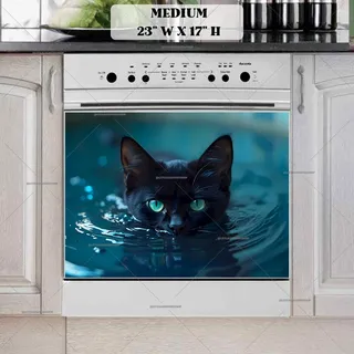 Preview of Black Cat in the Water magnet in Medium size.