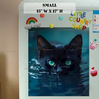 Preview of Black Cat in the Water magnet in Small size.