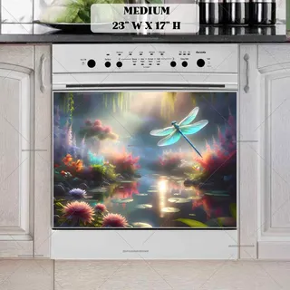 Preview of Dragonfly Above the Pond magnet in Medium size.