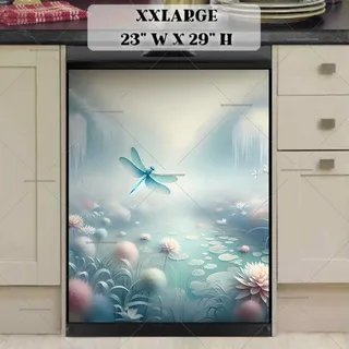 Preview of Dragonfly Flying over the Pond magnet in XX Large size.