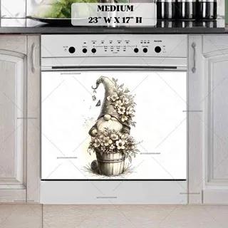 Preview of Cute Gnome and Flowers magnet in Medium size.