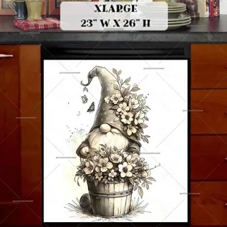 Preview of Cute Gnome and Flowers magnet in Extra Large size.