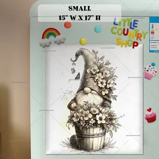 Preview of Cute Gnome and Flowers magnet in Small size.