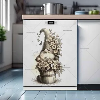 Preview of Cute Gnome and Flowers magnet.
