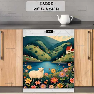 Preview of Spring Farmhouse Folk Sheep magnet in Large size.