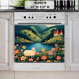 Preview of Spring Farmhouse Folk Sheep magnet in Medium size.
