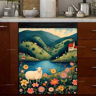 Preview of Spring Farmhouse Folk Sheep magnet.