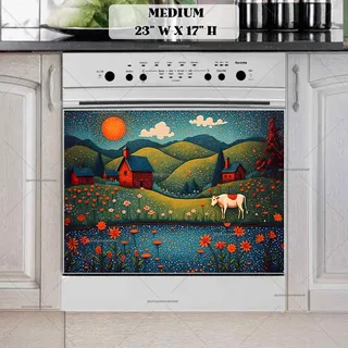 Preview of Summer Farmhouse Folk Cow magnet in Medium size.