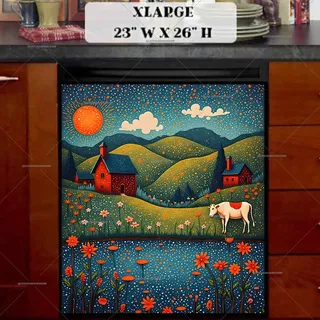 Preview of Summer Farmhouse Folk Cow magnet in Extra Large size.