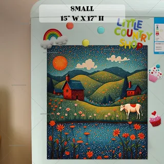 Preview of Summer Farmhouse Folk Cow magnet in Small size.