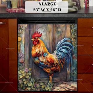 Preview of Rooster at the Door magnet in Extra Large size.