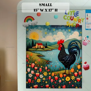 Preview of Summer Farmhouse Folk Rooster magnet in Small size.