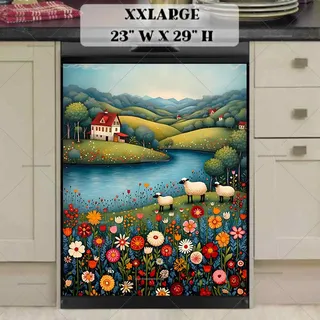 Preview of Summer Farmhouse Folk Sheep Family magnet in XX Large size.