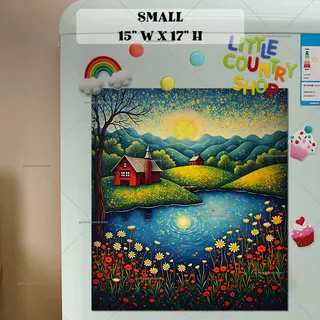 Preview of Moonlight Folk Farmhouse magnet in Small size.