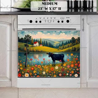 Preview of Folk Black Cow at the Lake magnet in Medium size.