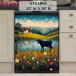 Preview of Folk Black Cow at the Lake magnet in XX Large size.