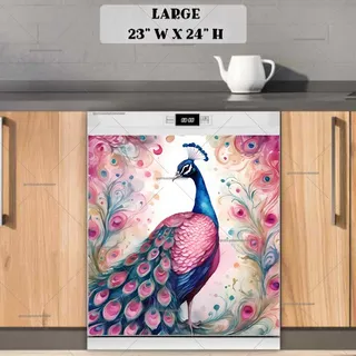 Preview of Pink and Blue Peacock magnet in Large size.