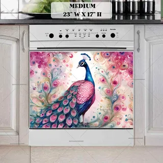 Preview of Pink and Blue Peacock magnet in Medium size.