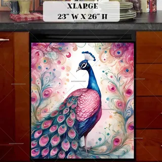 Preview of Pink and Blue Peacock magnet in Extra Large size.