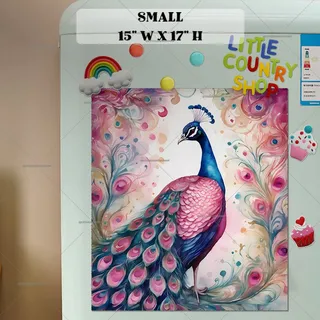 Preview of Pink and Blue Peacock magnet in Small size.