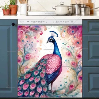 Preview of Pink and Blue Peacock magnet.