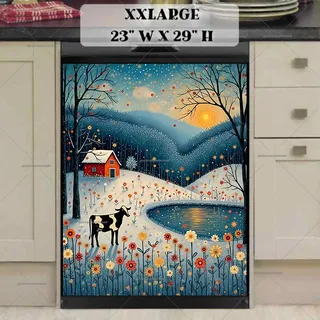 Preview of Folk Winter Cottage magnet in XX Large size.