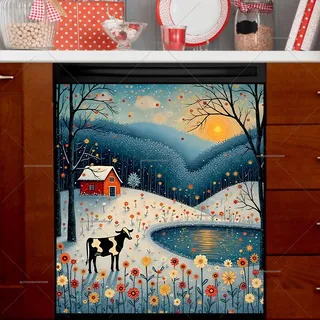 Preview of Folk Winter Cottage magnet.