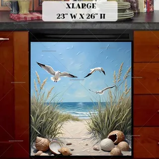 Preview of Seagulls at the Summer Beach magnet in Extra Large size.