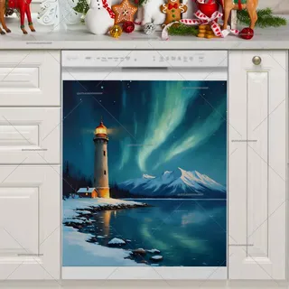 Preview of The Northern Lights above the Lighthouse magnet.