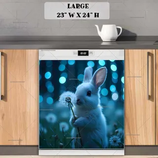 Preview of Bunny with Dandelions magnet in Large size.