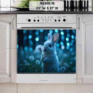 Preview of Bunny with Dandelions magnet in Medium size.
