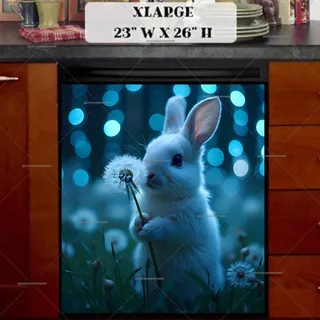 Preview of Bunny with Dandelions magnet in Extra Large size.