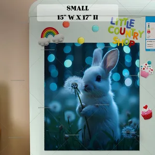 Preview of Bunny with Dandelions magnet in Small size.