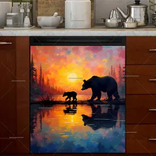 Preview of Mama and Baby Bear in the Sunset magnet.