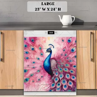 Preview of Beautiful Pink and Blue Peacock magnet in Large size.