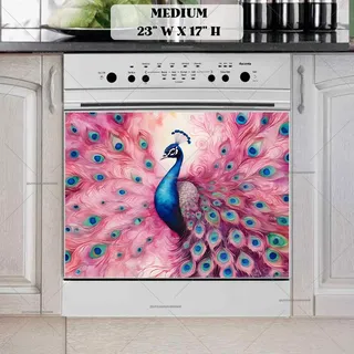 Preview of Beautiful Pink and Blue Peacock magnet in Medium size.