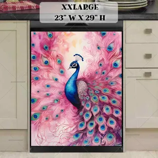 Preview of Beautiful Pink and Blue Peacock magnet in XX Large size.
