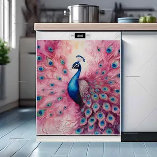 Preview of Beautiful Pink and Blue Peacock magnet.