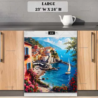 Preview of Summer Seaside Town in Italy magnet in Large size.