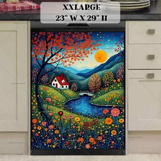 Preview of Folk Cottage by the River magnet in XX Large size.