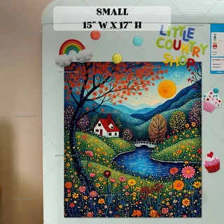 Preview of Folk Cottage by the River magnet in Small size.