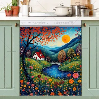 Preview of Folk Cottage by the River magnet.