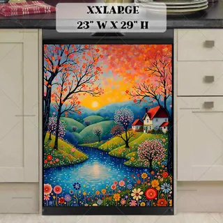 Preview of Folk Farmhouse by the River magnet in XX Large size.