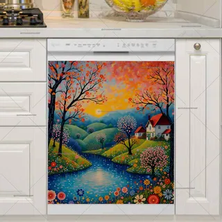 Preview of Folk Farmhouse by the River magnet.